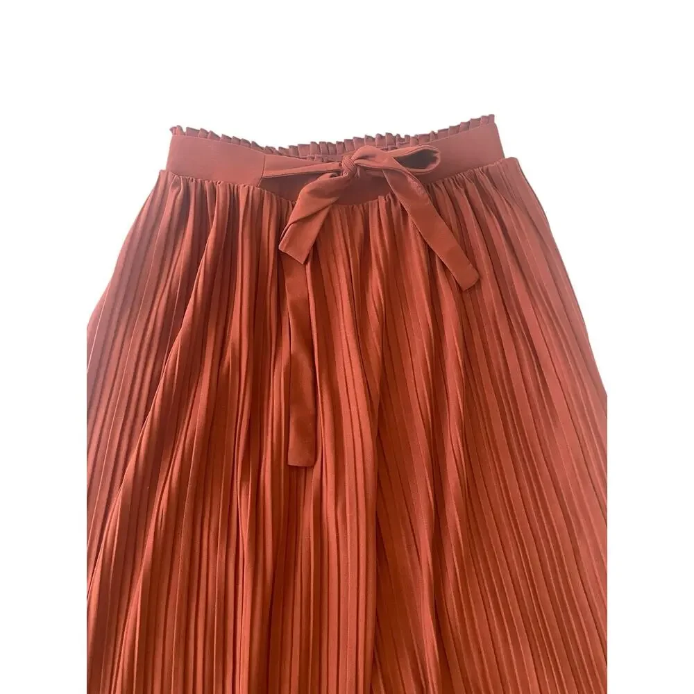 Soho Apparel Burnt Orange Pleated Wide Leg Pants Medium